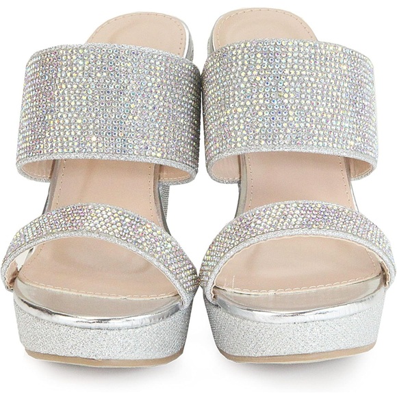 Rhinestone Silver Wedge Sandal - Picture 5 of 7